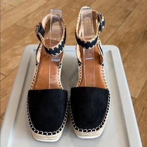Brand New Black Espadrille Wedge Sandals size 8 with a 3 1/4 inch heel